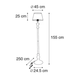Smart vloerlamp zwart met kap zwart met goud 45 cm incl. Wifi A60 - Classico