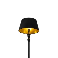 Smart vloerlamp zwart met kap zwart met goud 45 cm incl. Wifi A60 - Classico