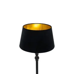 Smart vloerlamp zwart met kap zwart met goud 45 cm incl. Wifi A60 - Classico