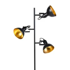Smart vloerlamp zwart met goud 3-lichts incl. 3 wifi P45- Tommy