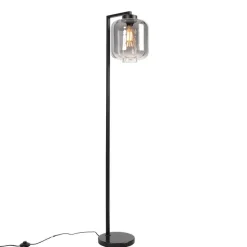 Smart vloerlamp zwart met smoke glas incl. Wifi ST64 - Qara Down