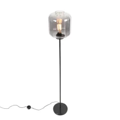 Smart vloerlamp zwart met smoke glas incl. Wifi ST64 - Qara