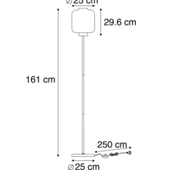 Smart vloerlamp zwart met smoke glas incl. Wifi ST64 - Qara