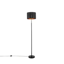 Smart vloerlamp zwart met goud rond incl. Wifi. A60 - VT