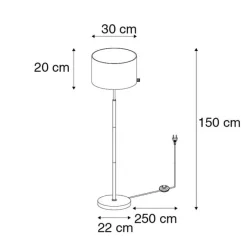 Smart vloerlamp zwart met goud rond incl. Wifi. A60 - VT
