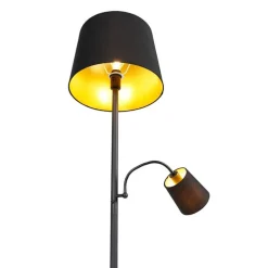 Smart vloerlamp zwart met goud incl. Wifi A60 en E14 - Retro