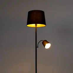 Smart vloerlamp zwart met goud incl. Wifi A60 en E14 - Retro