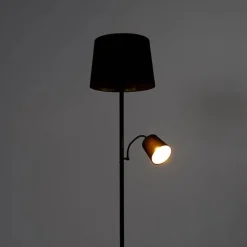 Smart vloerlamp zwart met goud incl. Wifi A60 en E14 - Retro