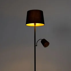 Smart vloerlamp zwart met goud incl. Wifi A60 en E14 - Retro