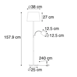 Smart vloerlamp zwart met goud incl. Wifi A60 en E14 - Retro