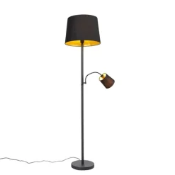 Smart vloerlamp zwart met goud incl. Wifi A60 en E14 - Retro