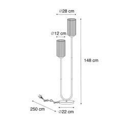 Smart vloerlamp zwart met smoke glas 2-lichts incl. 2 Wifi ST64 - Laura