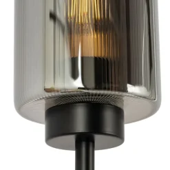 Smart vloerlamp zwart met smoke glas 2-lichts incl. 2 Wifi ST64 - Laura