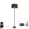 Smart vloerlamp zwart met zwarte kap 45 cm incl. Wifi A60 - Simplo