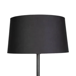 Smart vloerlamp zwart met zwarte kap 45 cm incl. Wifi A60 - Simplo