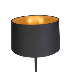 Smart vloerlamp zwart met zwarte kap 45 cm incl. Wifi A60 - Simplo