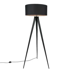 Smart vloerlamp zwart met zwarte kap incl. Wifi A60 - Ilse