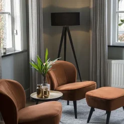 Smart vloerlamp zwart met zwarte kap incl. Wifi A60 - Ilse