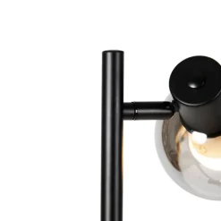 Smart vloerlamp zwart met smoke glas incl. 3 Wifi P45 - Vidro