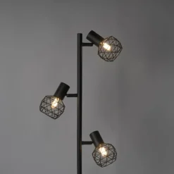 Smart vloerlamp zwart verstelbaar incl. 3 Wifi P45 - Mesh