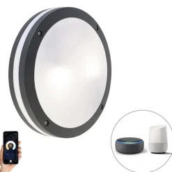 Smart wand- en plafondlamp donkergrijs incl. Wifi A60 - Glow