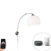 Smart wandbooglamp staal met witte kap incl. Wifi A60 - Bow