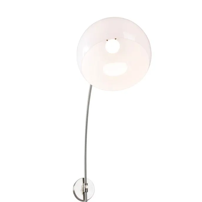 Smart wandbooglamp staal met witte kap incl. Wifi A60 - Bow