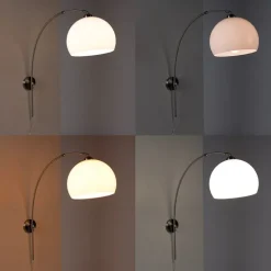 Smart wandbooglamp staal met witte kap incl. Wifi A60 - Bow