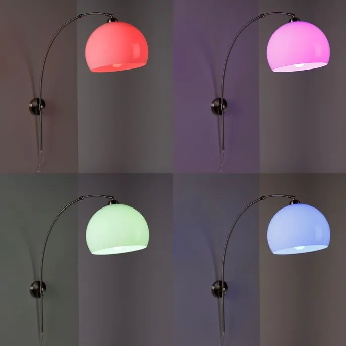 Smart wandbooglamp staal met witte kap incl. Wifi A60 - Bow