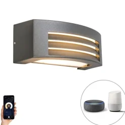 Smart wandlamp antraciet IP44 incl. Wifi P45 - Hurricane 1
