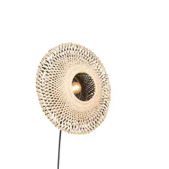 Smart wandlamp bamboe 30 cm met stekker incl. Wifi P45 - Rina