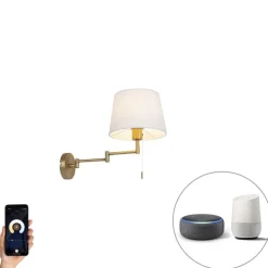 Smart wandlamp brons met witte kap incl. Wifi A60- Ladas Deluxe