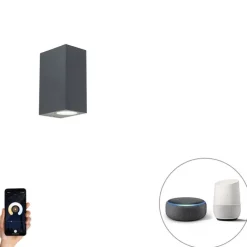 Smart wandlamp donkergrijs IP44 incl. 2 Wifi GU10 - Baleno