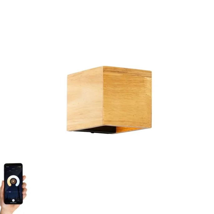 Smart wandlamp eiken hout incl. Wifi G9 - Transfer