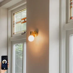 Smart wandlamp goud IP44 incl. Wifi G9 - Cederic Up