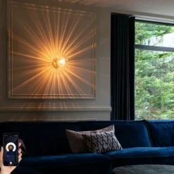 Smart wandlamp goud met glas incl. Wifi P45 - Ayesha