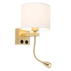 Smart wandlamp goud met witte kap incl. Wifi A60 - Brescia