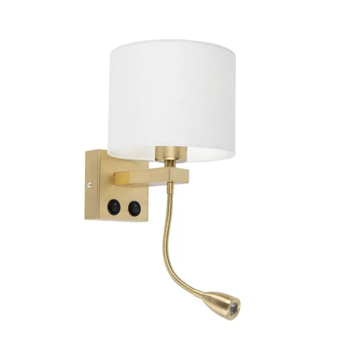 Smart wandlamp goud met witte kap incl. Wifi A60 - Brescia