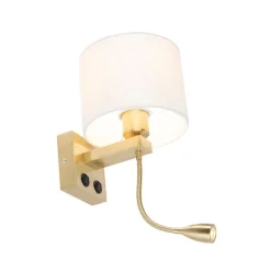 Smart wandlamp goud met witte kap incl. Wifi A60 - Brescia