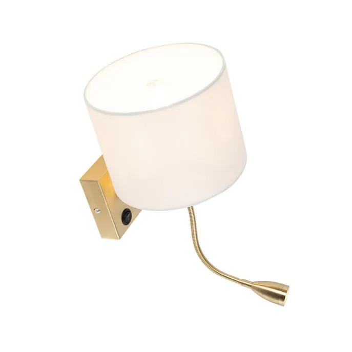 Smart wandlamp goud met witte kap incl. Wifi A60 - Brescia