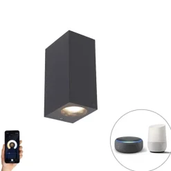 Smart wandlamp grijs van kunststof Incl. 2 Wifi GU10 - Baleno