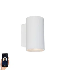 Smart wandlamp rond wit incl. 2 wifi GU10 - Sandy