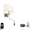 Smart Wandlamp staal met kap creme wit incl. Wifi P45 - Bergamo
