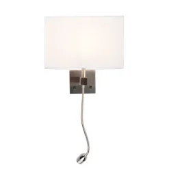 Smart Wandlamp staal met kap creme wit incl. Wifi P45 - Bergamo