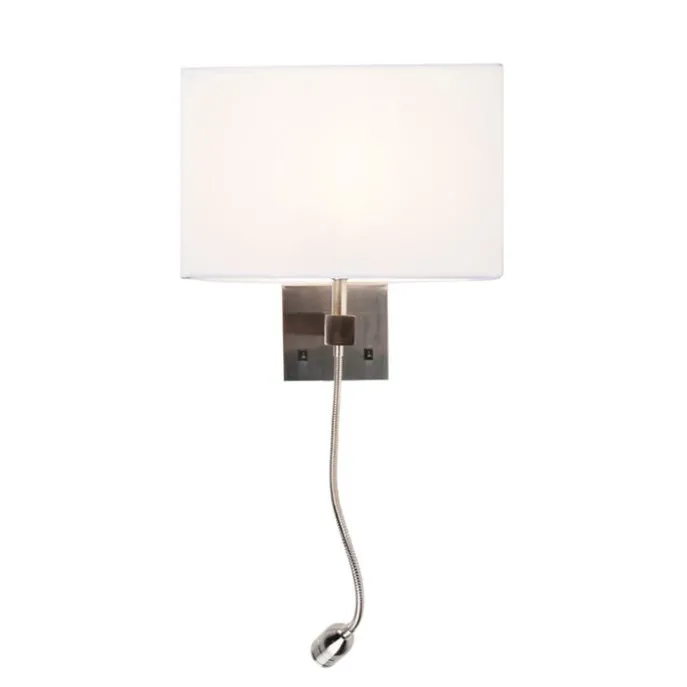 Smart Wandlamp staal met kap creme wit incl. Wifi P45 - Bergamo