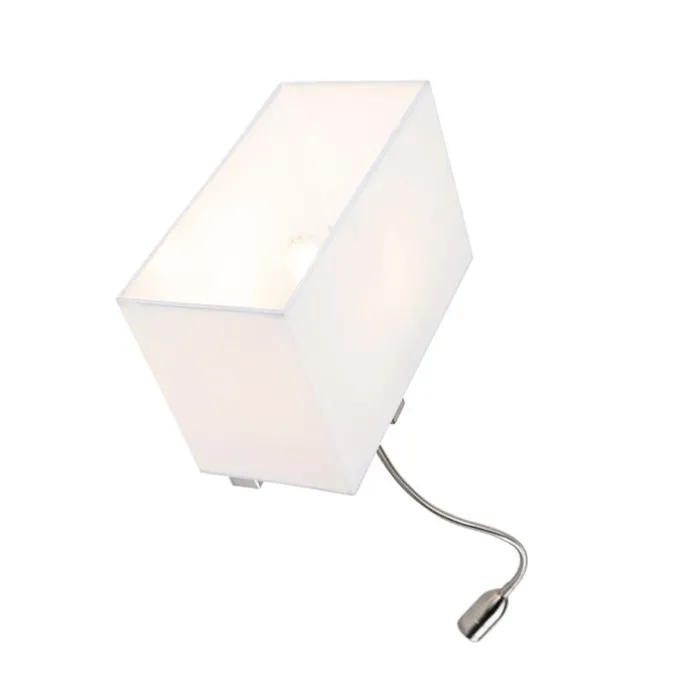 Smart Wandlamp staal met kap creme wit incl. Wifi P45 - Bergamo