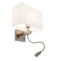 Smart Wandlamp staal met kap creme wit incl. Wifi P45 - Bergamo
