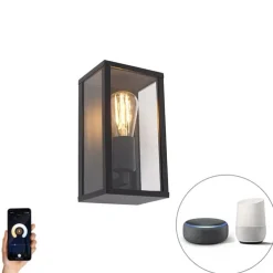 Smart wandlamp zwart 26 cm IP44 incl. Wifi ST64- Charlois