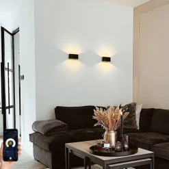 Smart wandlamp zwart 24 cm incl. 2 Wifi G9 - Otan
