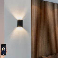 Smart wandlamp zwart 10 cm incl. 2 Wifi G9 - Otan